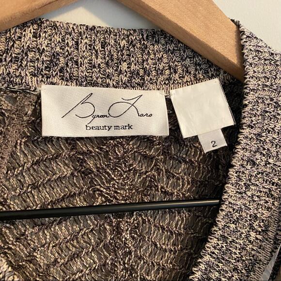 Byron Lars Beauty Mark Gray Silver Fringe Cardigan Sweater 2 - Picture 3 of 16
